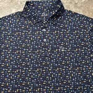 Rhoback Polo Shirt Mens Large Blue The Old Fashioned Drinks Alcohol Golf